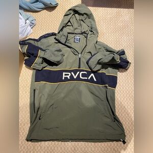 Rvca quarter zip windbreaker olive mens